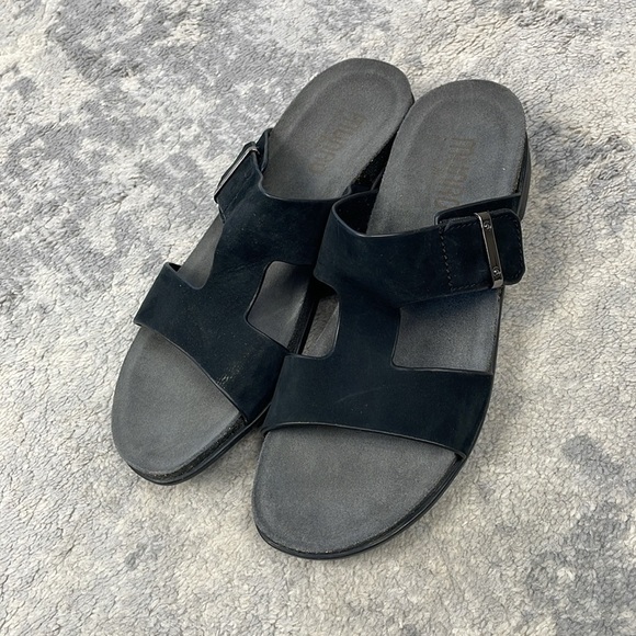 New Munro Jody Slide Sandal Black Nubuck Comfort Sz 8 Narrow - Picture 8 of 15